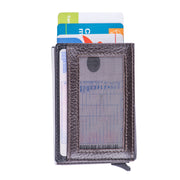 Tarjetero de piel natural negro-marrón para hombre Contractor, protección RFID