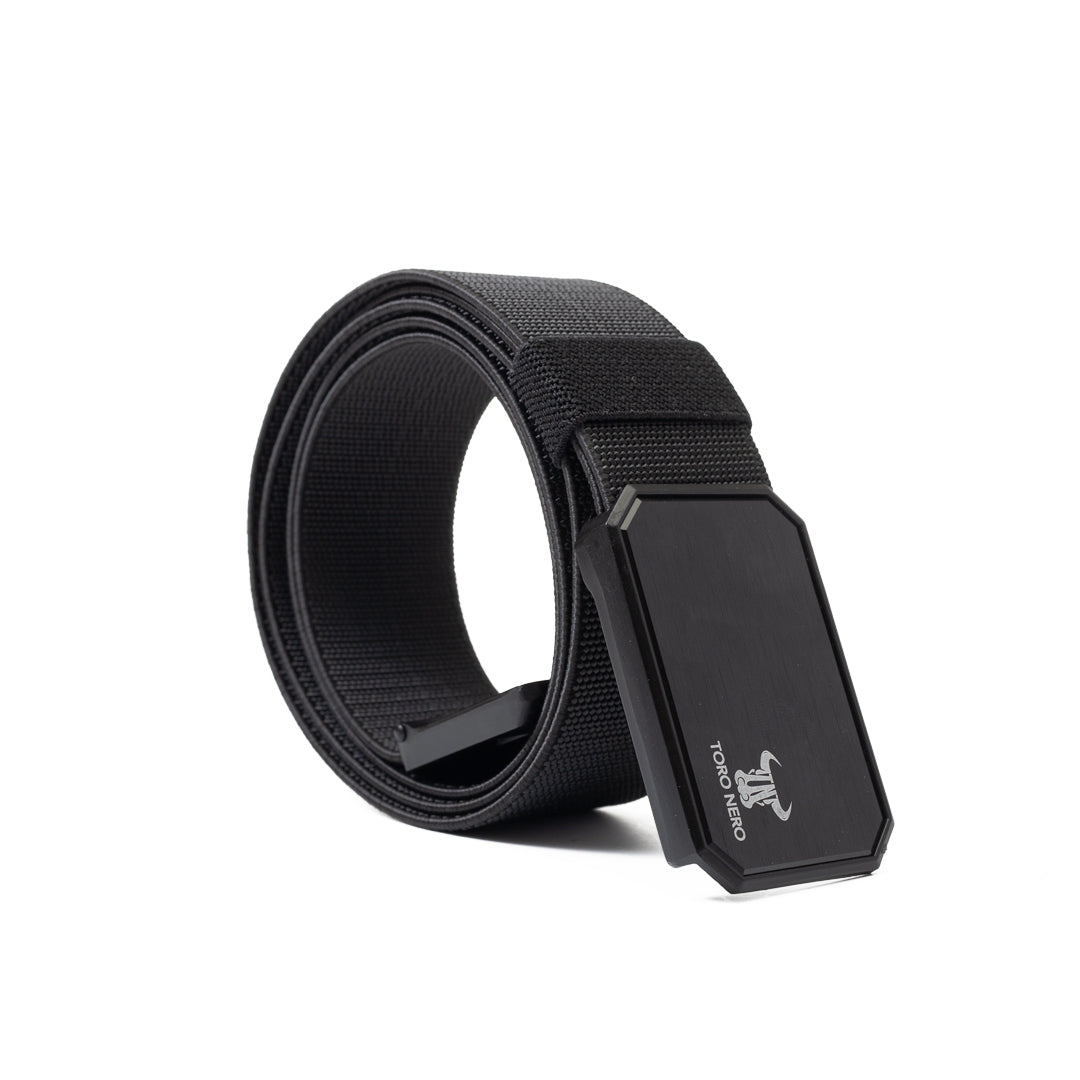 Cinturón elástico para hombre, hebilla magnética, ajustable a múltiples tamaños (máximo 125cm), negro Tor