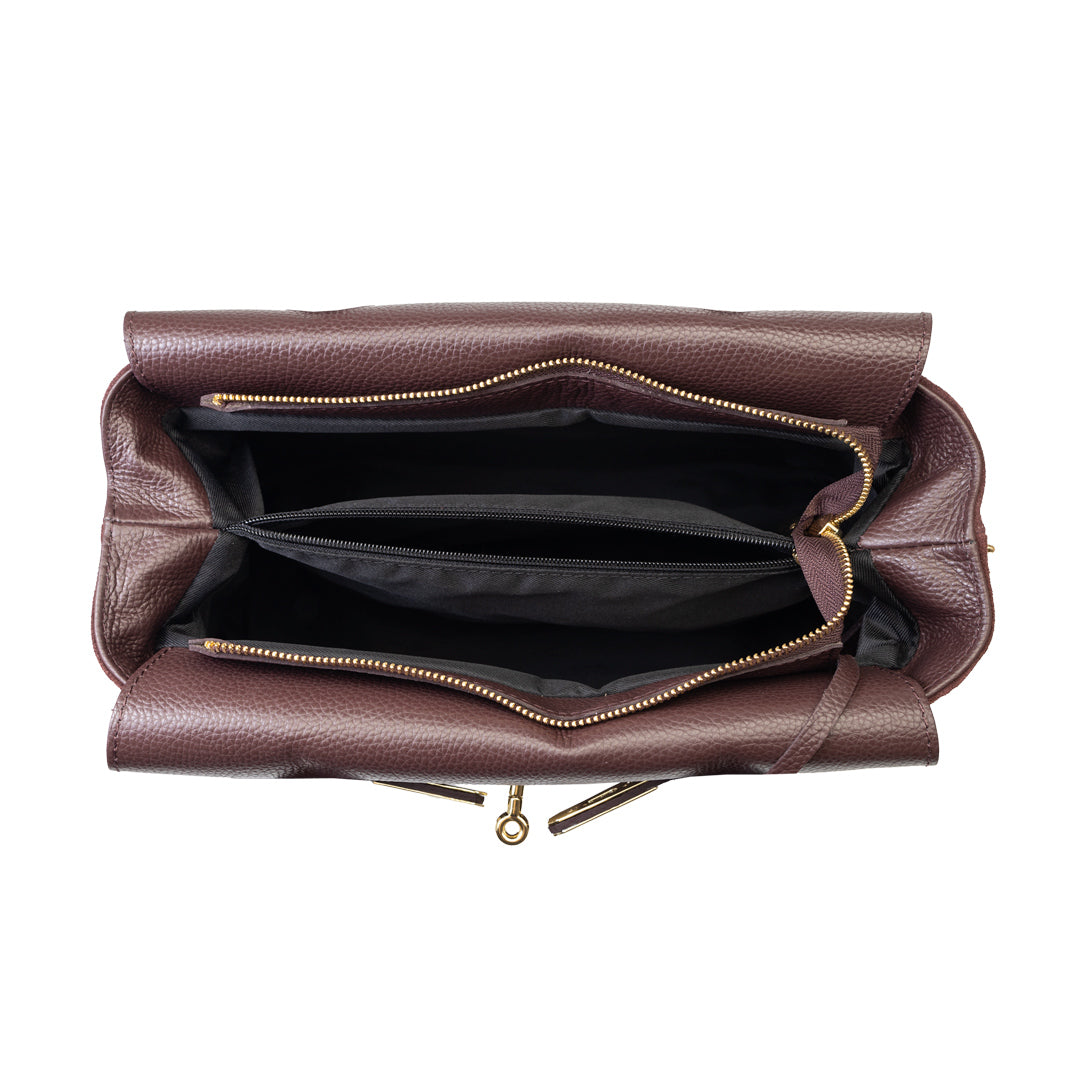 Bolso de mujer de piel genuina burdeos Mira