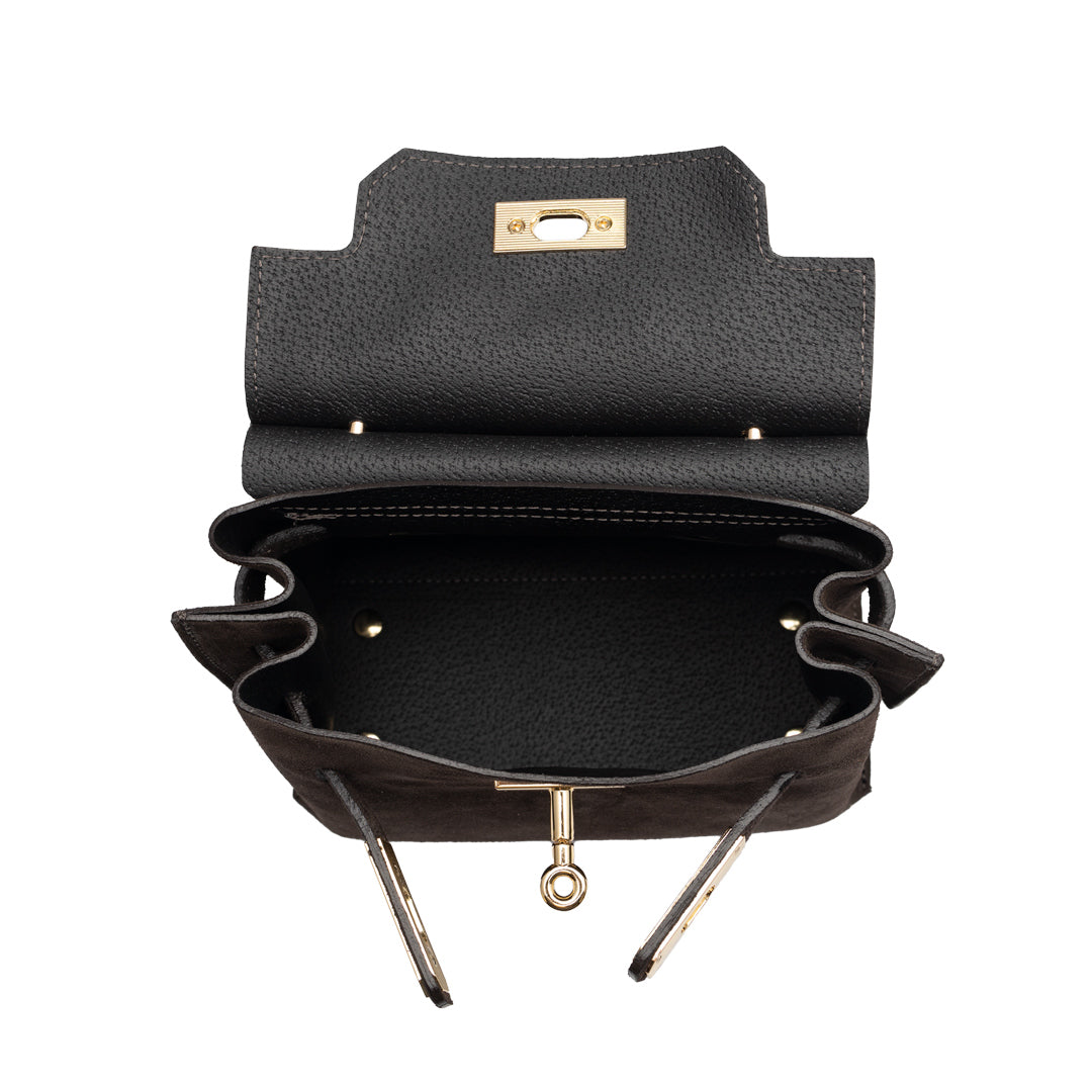 Bolso de mujer de piel auténtica marrón oscuro Renata