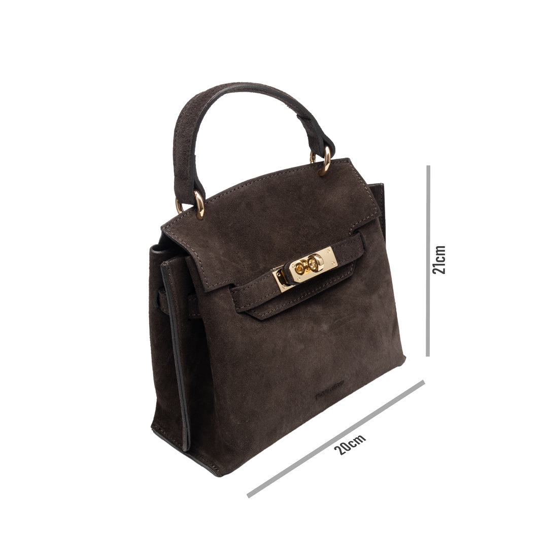 Bolso de mujer de piel auténtica marrón oscuro Renata