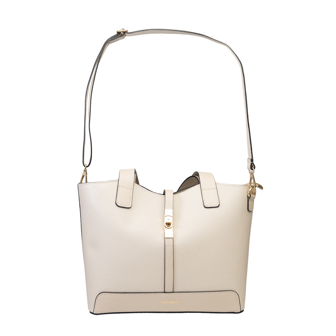 Damenhandtasche aus beigem Naturleder Sorina
