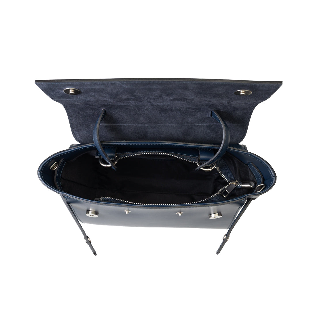 Sac à main pour femme en cuir véritable bleu marine Erika