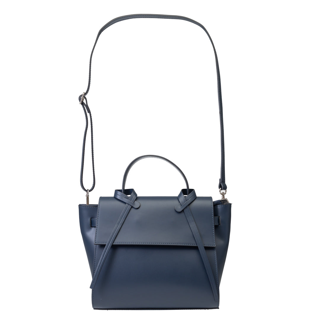 Sac à main pour femme en cuir véritable bleu marine Erika