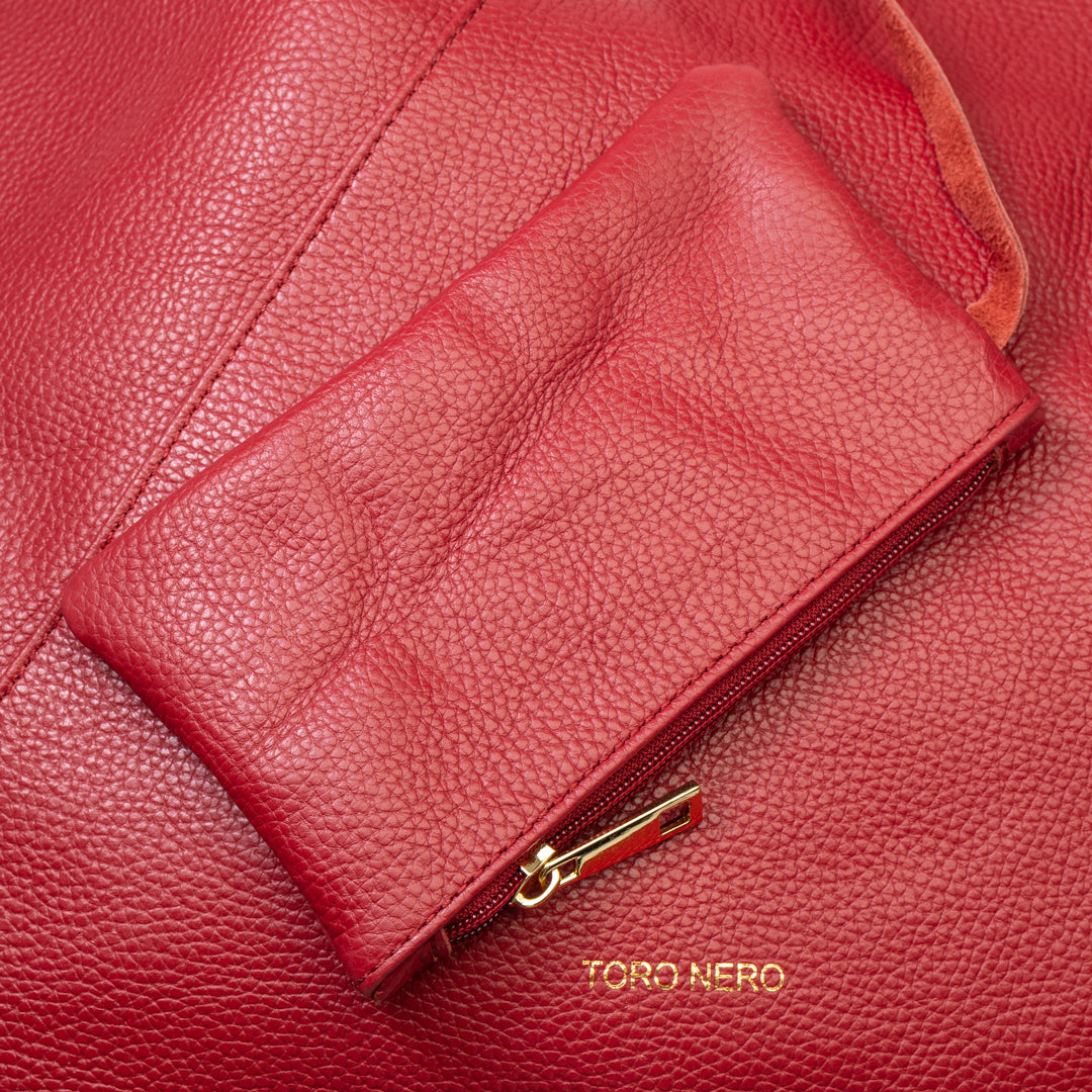 Sac à main pour femme en cuir véritable bordeaux Camelia