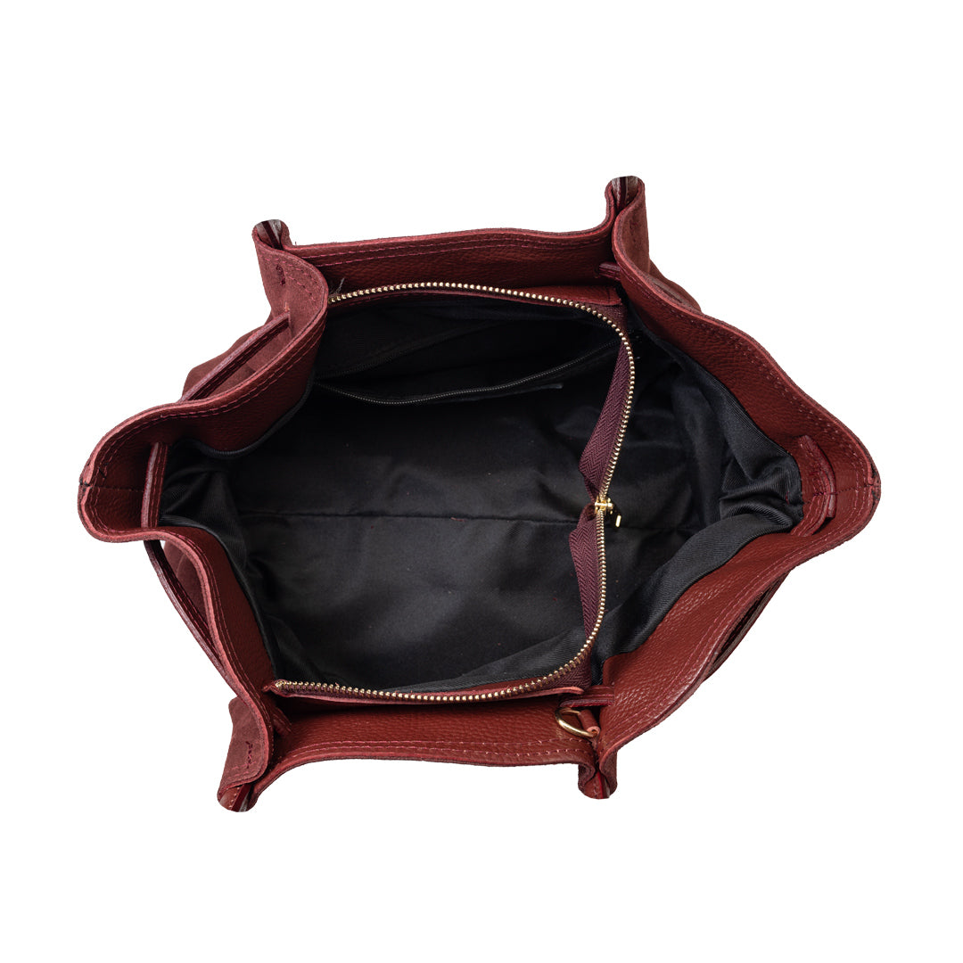 Women's burgundy genuine leather bag Elena