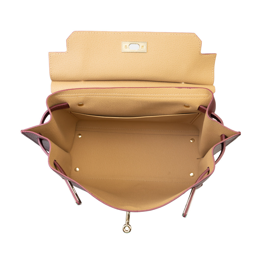 Sac à main bordeaux en cuir véritable pour femme Raluca