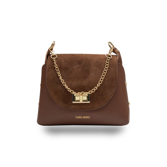 Női táska természetes velúrbőrből, barna Raisa