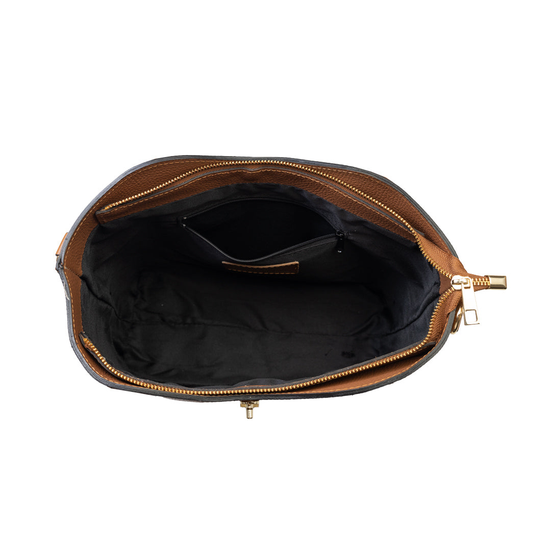 Borsa da donna in vera pelle marrone Sorina