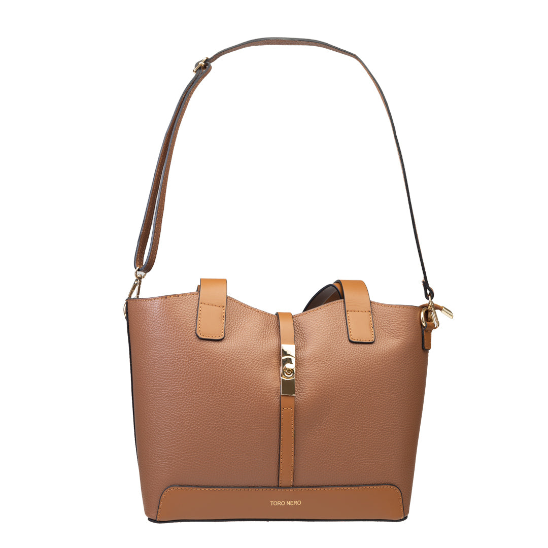 Borsa da donna in vera pelle marrone Sorina