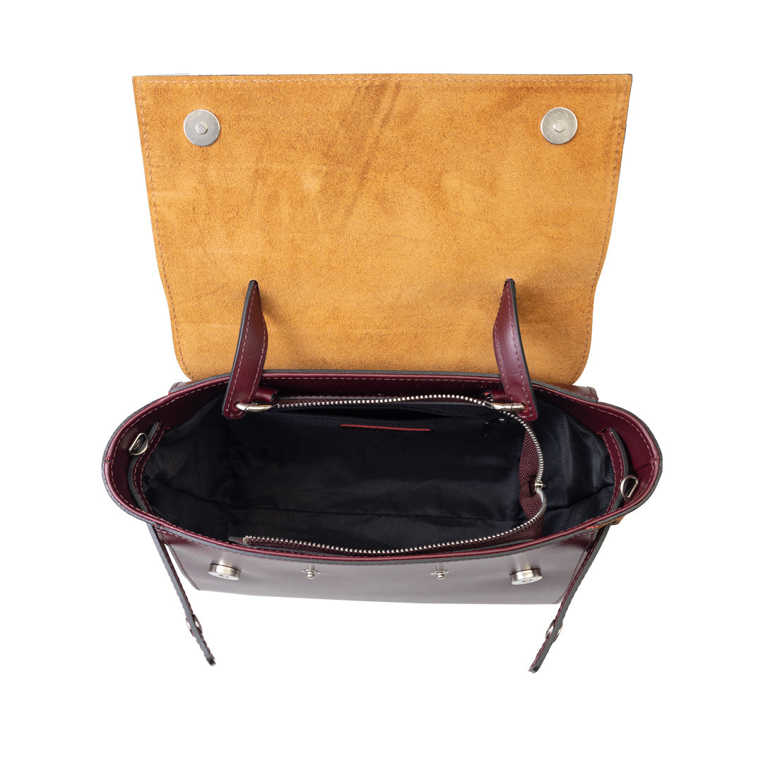 Borsa da donna in vera pelle marrone-bordeaux Erika
