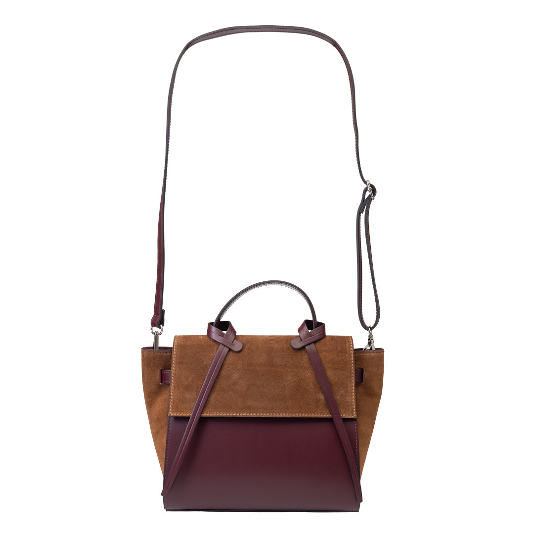 Borsa da donna in vera pelle marrone-bordeaux Erika