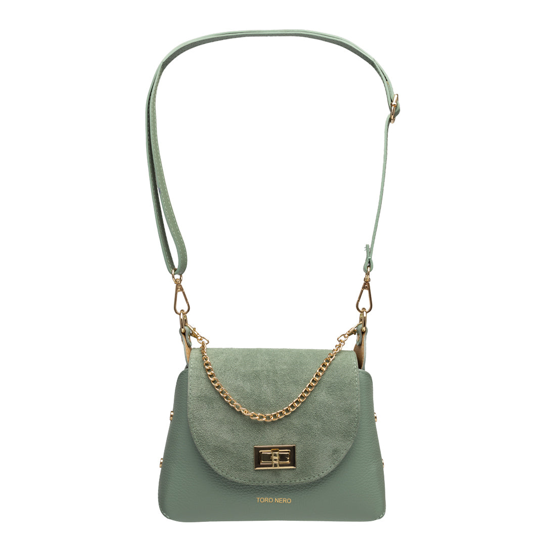 Damenhandtasche aus echtem Wildleder, salbeigrün Raisa