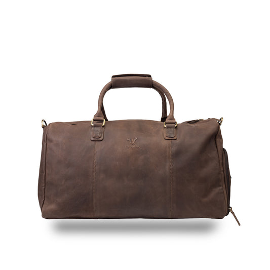 Sötétbarna valódi bőr utazó-/fitnesztáska Travel Bag
