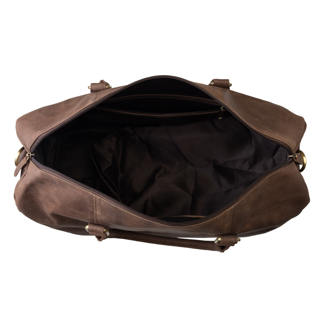 Sötétbarna valódi bőr utazó-/fitnesztáska Travel Bag