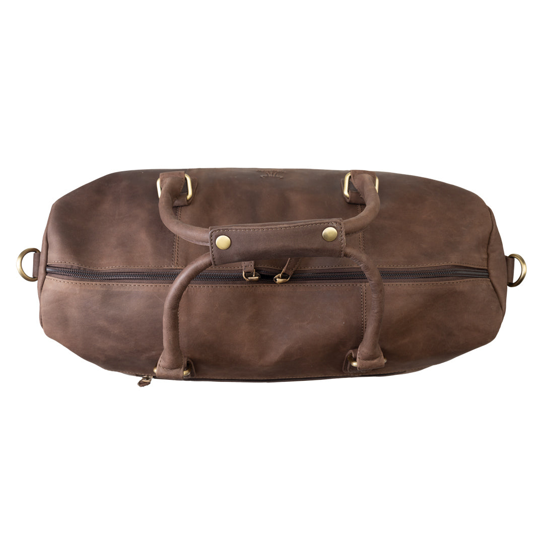 Sötétbarna valódi bőr utazó-/fitnesztáska Travel Bag