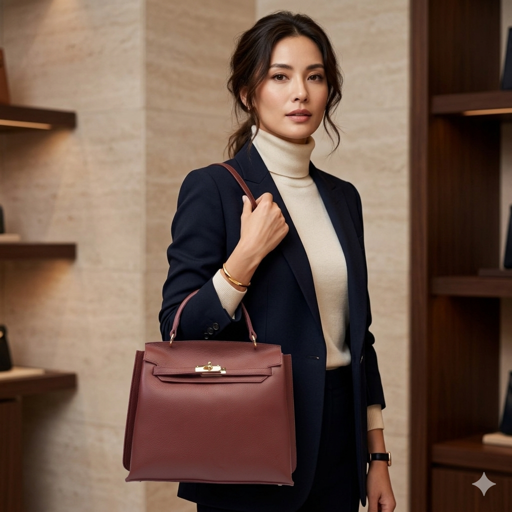 Sac à main bordeaux en cuir véritable pour femme Raluca