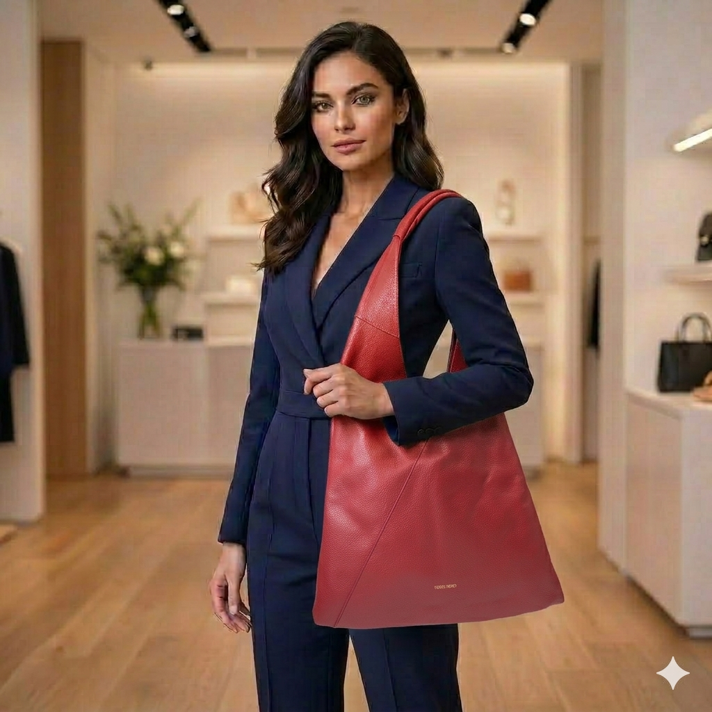 Sac à main pour femme en cuir véritable bordeaux Camelia