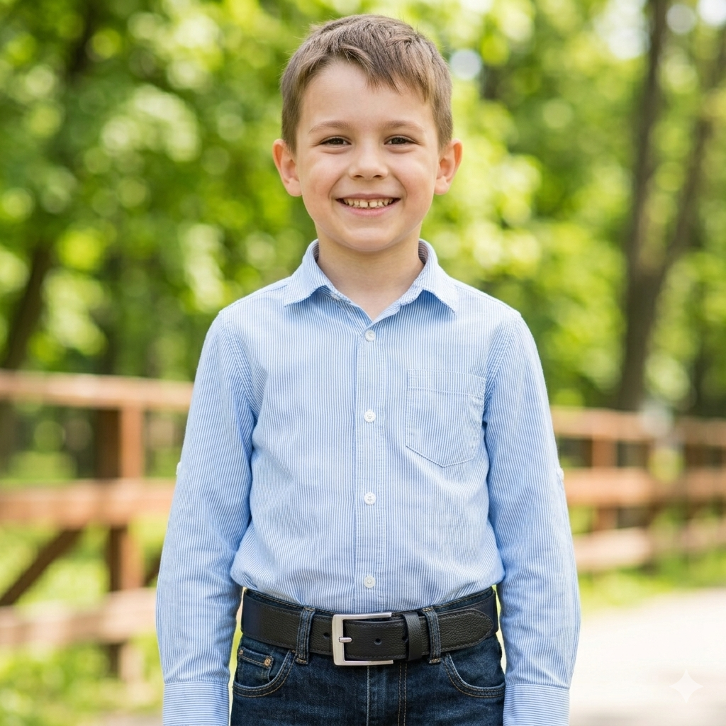 Gyerek öv, valódi bőr, fekete, Slim shady kids