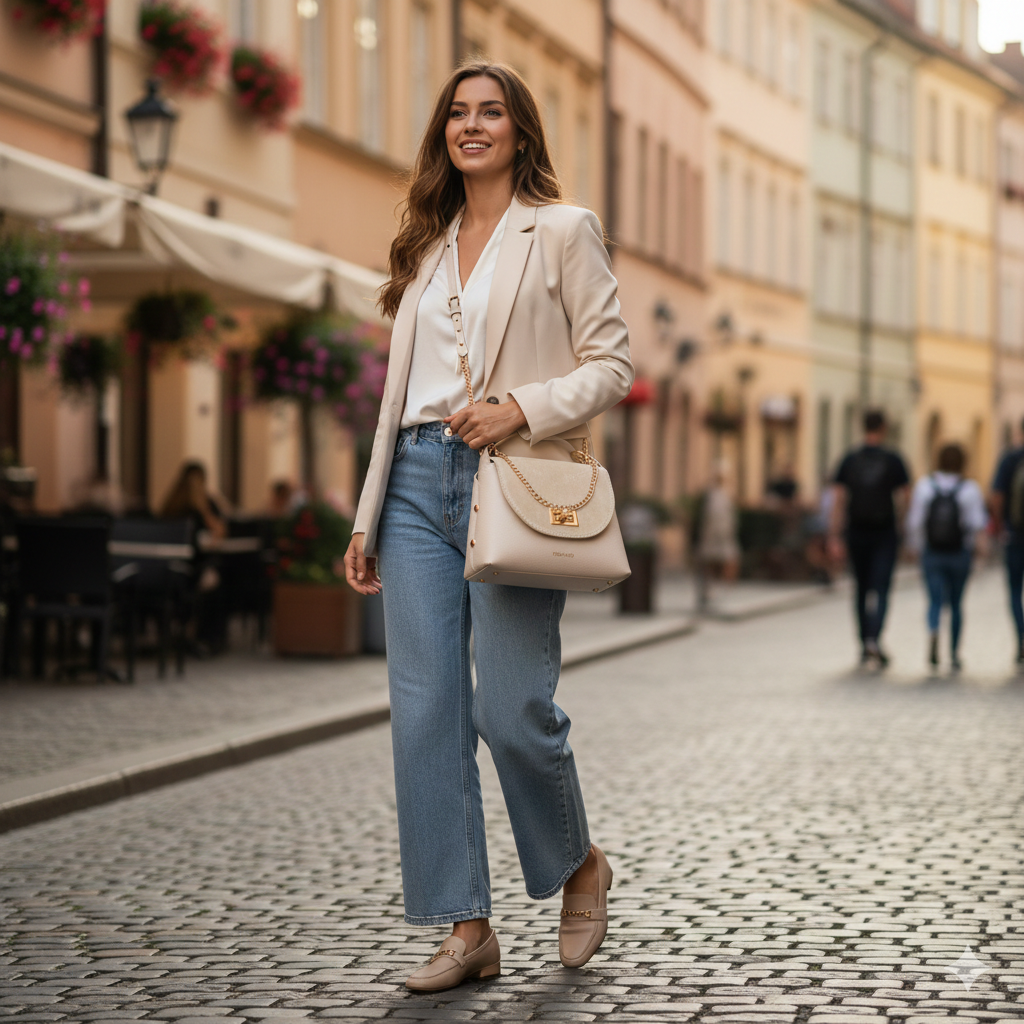 Női táska természetes velúrból, bézs Raisa