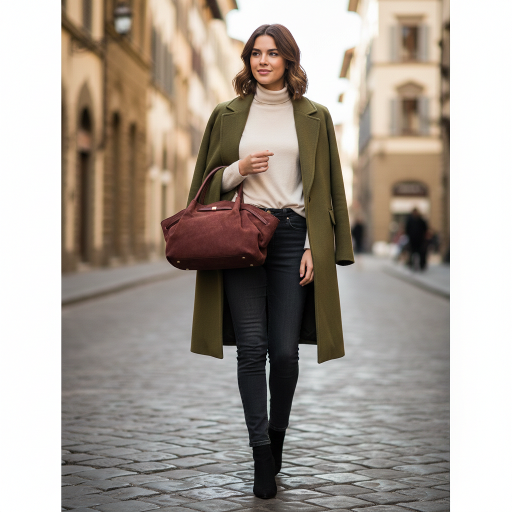 Women's burgundy genuine leather bag Elena