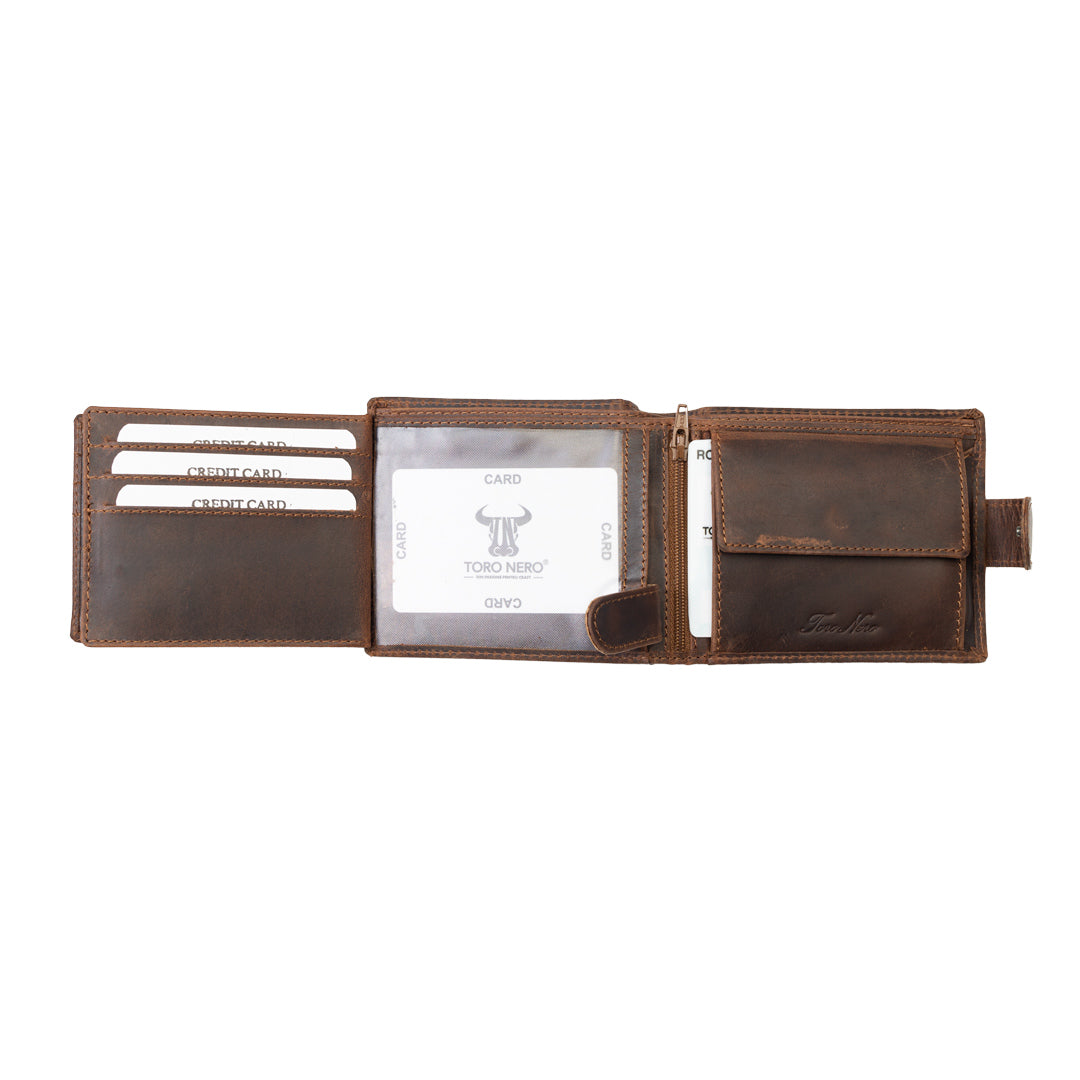 Portefeuille en cuir véritable marron POIL