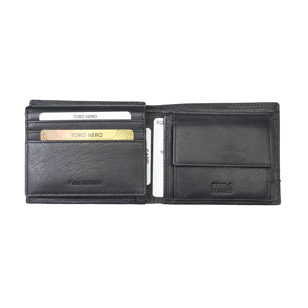 Men's wallet made of genuine leather, black, Andy, RFID protection