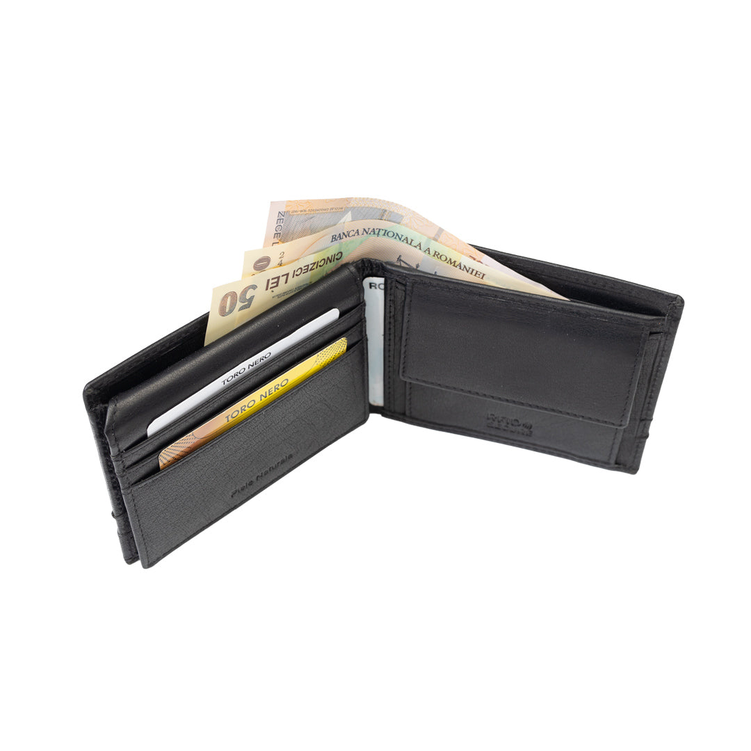 Men's wallet made of genuine leather, black, Andy, RFID protection