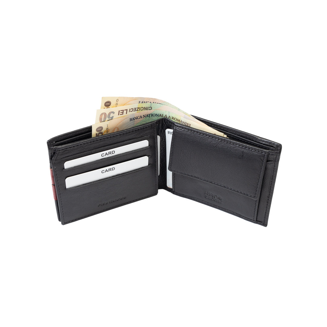 Férfi pénztárca, valódi bőr, fekete Carol, RFID-védelem