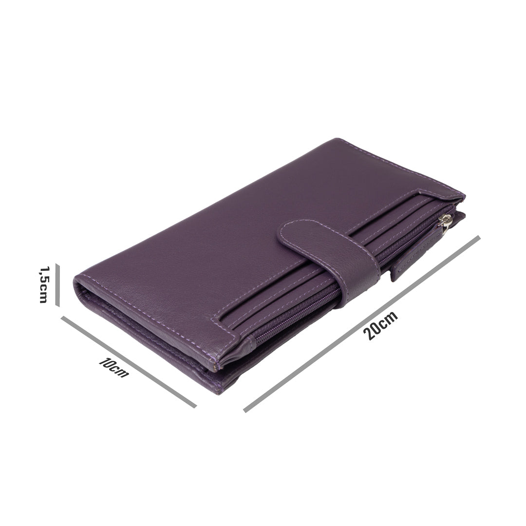 Portefeuille femme en cuir véritable violet Cory, protection RFID