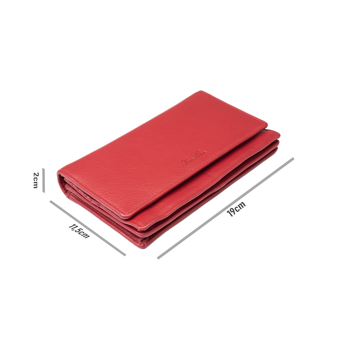 Cartera de mujer de piel natural roja Chiara, protección Rfid