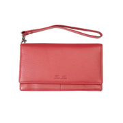 Cartera de mujer de piel natural roja Chiara, protección Rfid