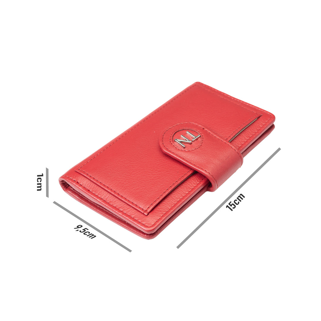 Női pénztárca valódi bőr piros Mia, RFID védelem