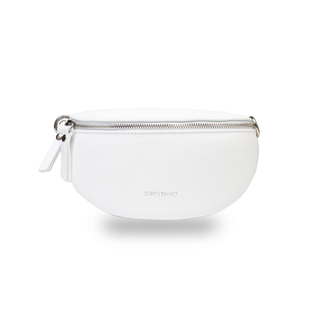 Fehér, természetes bőr női övtáska Waist Glam