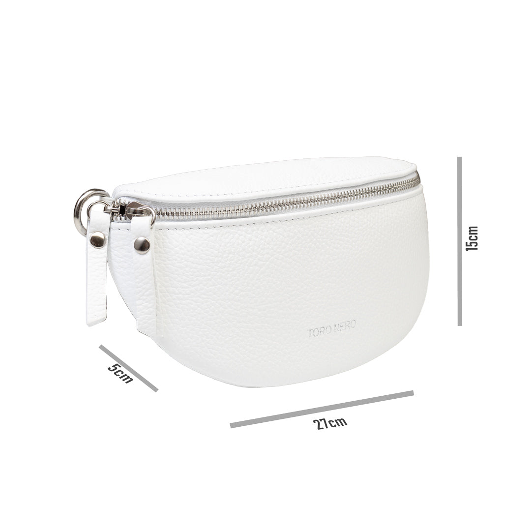 Fehér, természetes bőr női övtáska Waist Glam