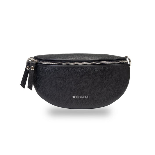 Pochette femme en cuir naturel noir Waist Glam