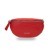 Sac banane femme en cuir véritable rouge Waist Glam