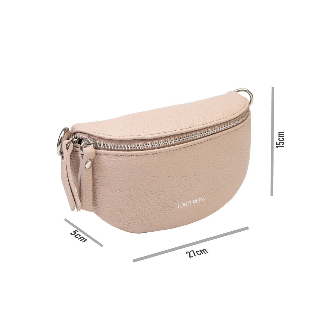Világos rózsaszín bőr női táska Waist Glam