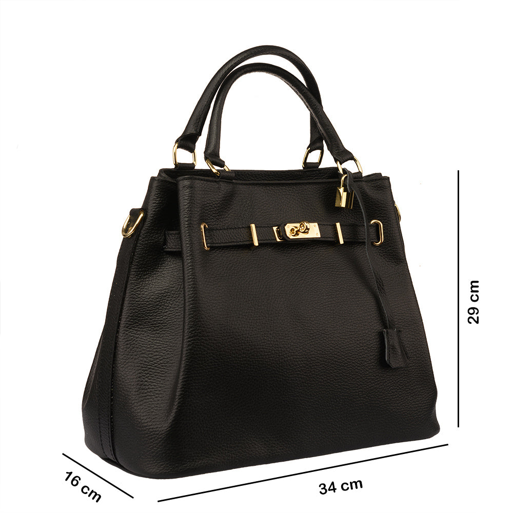 Bolso de piel natural negra Odyssey para mujer